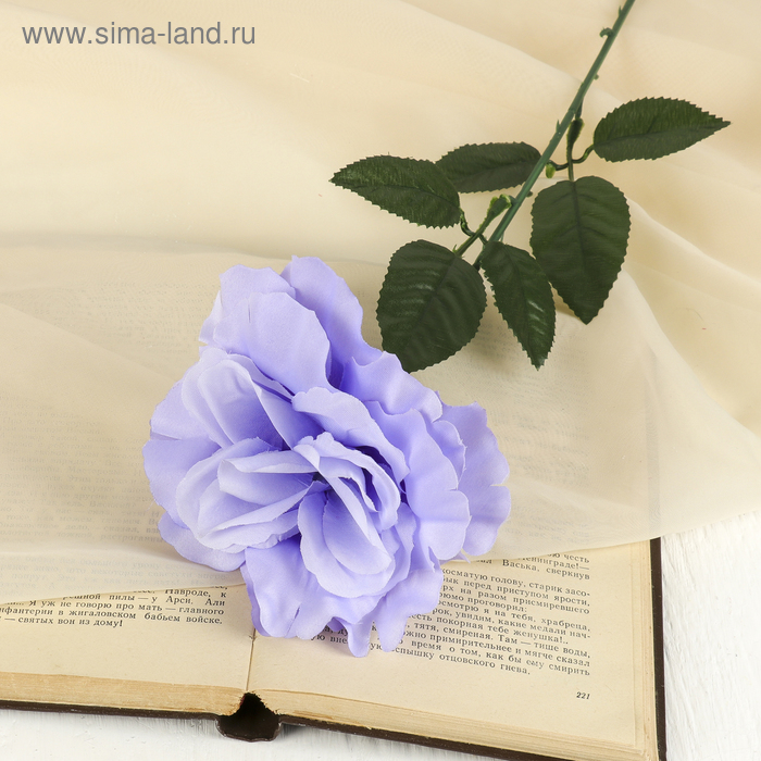 Цветы искусственные "Роза" волнистый край, 10*53 см, сиреневая - Фото 1