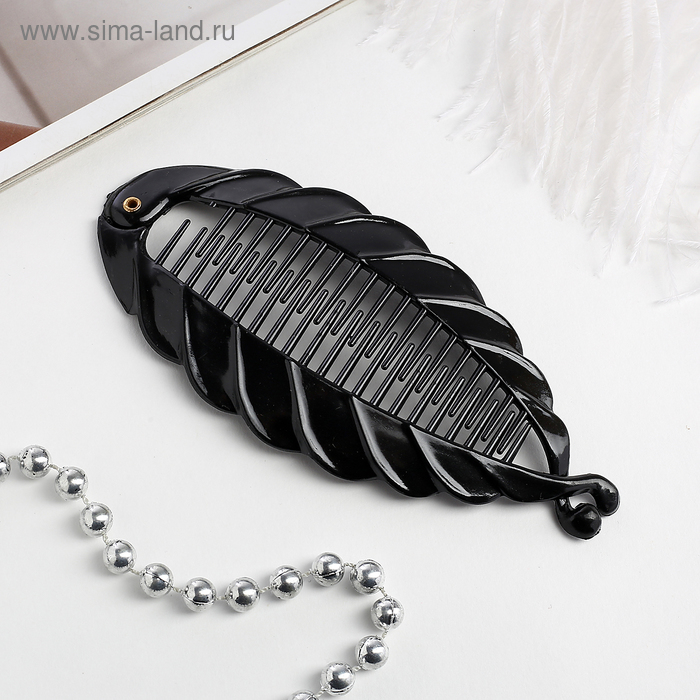 Банан для волос «Классика» листок, 6.5×13.5 см, чёрный - Фото 1