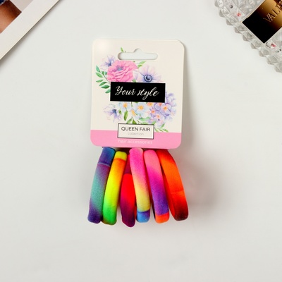 Резинки для волос «Пятнистый орнамент», набор 6 шт., радуга