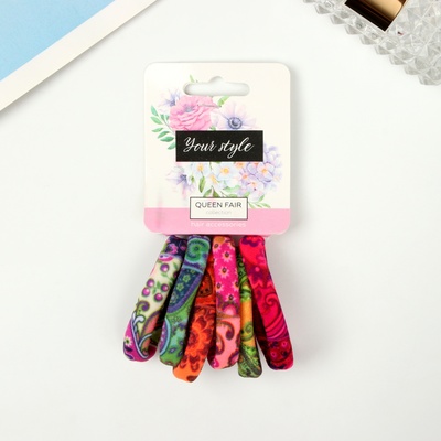 Резинки для волос «Цветочный орнамент», набор 6 шт., принт