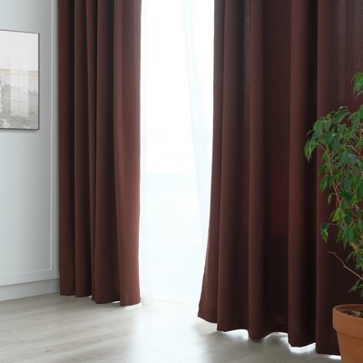 Штора портьерная матовая «Этель», 135×250 см, шоколадная, краше