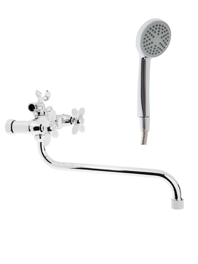 Смеситель для ванны Accoona A7182G, двухрычажный, белый/хром