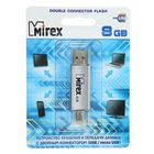 Флешка OTG Mirex SMART silver, 8 Гб, USB2.0, USB/micro USB, чт до 25 Мб/с, зап до 15 Мб/с - Фото 3