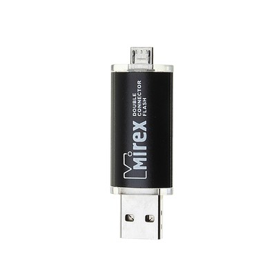 Флешка Mirex SMART BLACK, 16 ГБ, USB 2.0, USB/microUSB, чтение до 25 Мб/с, запись до 15 Мб/с, чёрная
