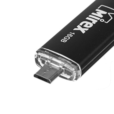 Флешка Mirex SMART BLACK, 16 ГБ, USB 2.0, USB/microUSB, чтение до 25 Мб/с, запись до 15 Мб/с, чёрная