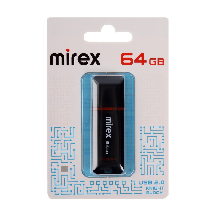 Флешка Mirex KNIGHT BLACK, 64 Гб, USB2.0, чт до 25 Мб/с, зап до 15 Мб/с, черная - фото 51556615