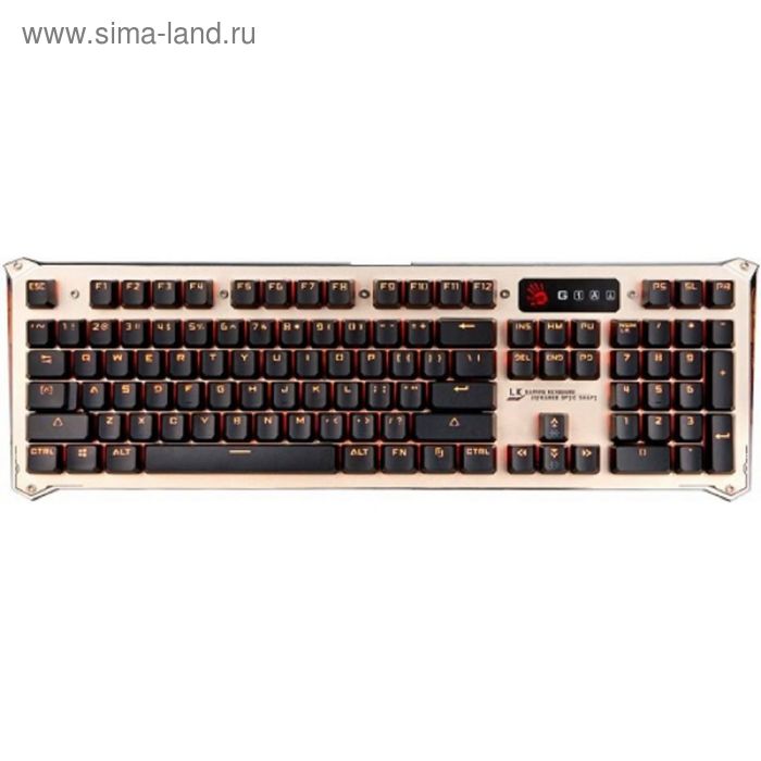 Клавиатура A4Tech Bloody B840, игровая, проводная, механическая, USB, золотисто-черная - Фото 1