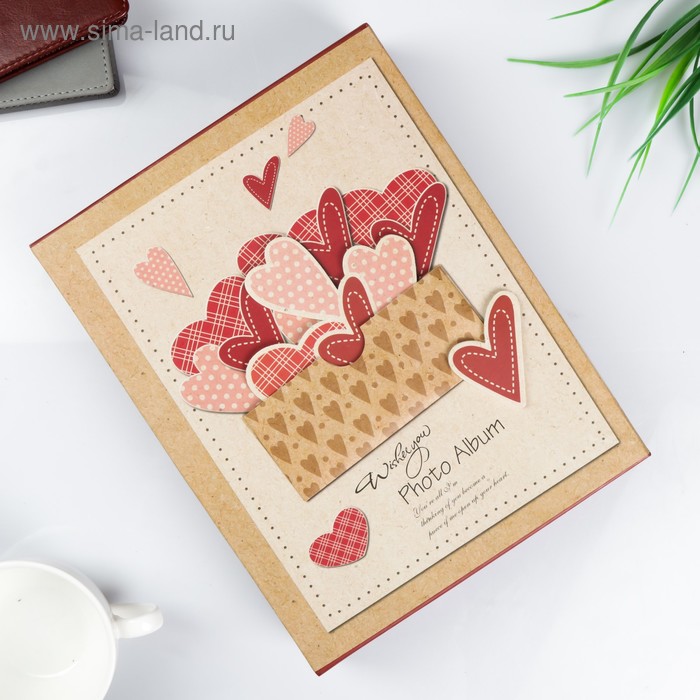 Фотоальбом на 200 фото 10х15 см "Сердечки в конверте" в коробке МИКС 26,5х20,5х5,5 см - Фото 1