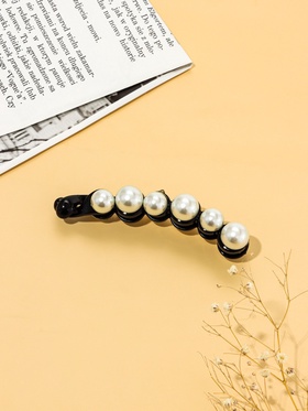 Банан для волос «Виртуоз», жемчужная дорожка, 10.5 см, чёрно-белый (комплект 6 шт)