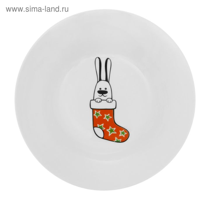 Тарелка глубокая 250 мл "Рождественский кролик" d=20 см - Фото 1