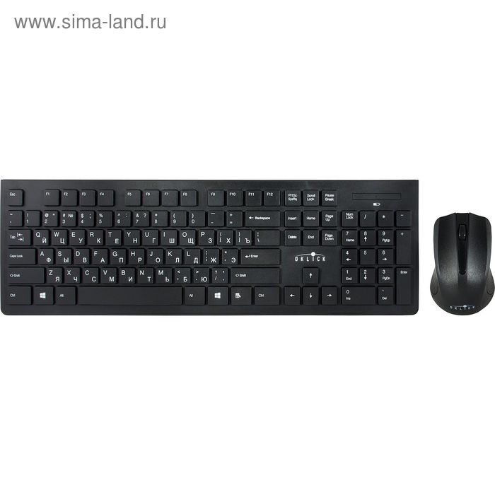 Комплект клавиатура и мышь Oklick 250M, беспроводной, мембранный, 1000 dpi , USB, черный - Фото 1