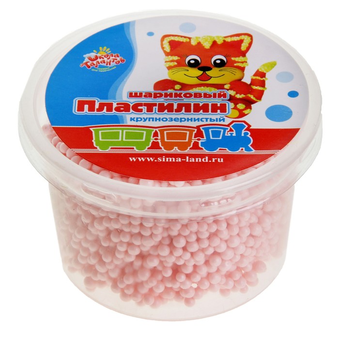 шариковый пластилин крупнозернистый, в банке 4 гр, розовый цвет, не застывает - Фото 1