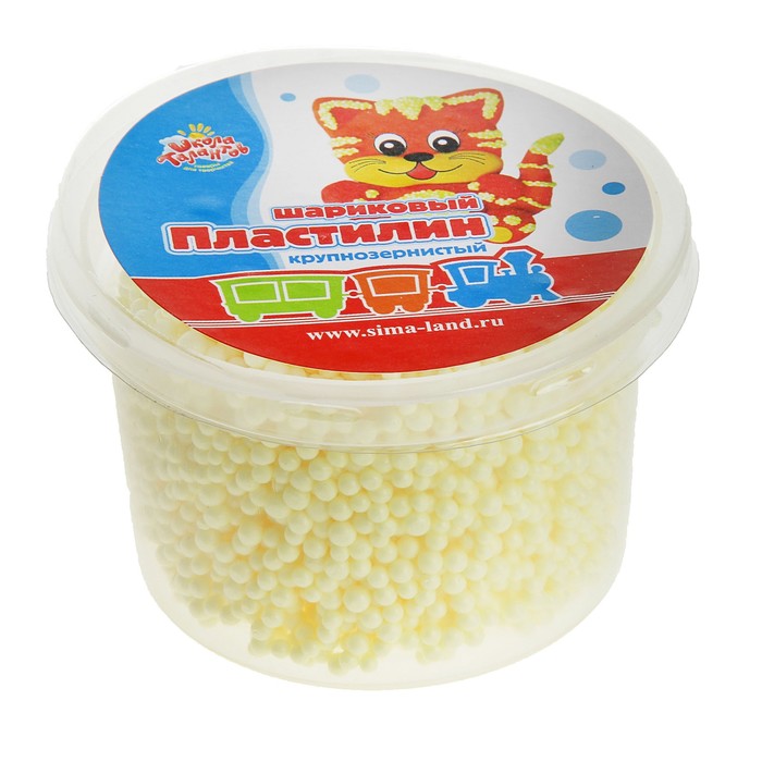 шариковый пластилин крупнозернистый, в банке 4 гр, желтный цвет, не застывает - Фото 1