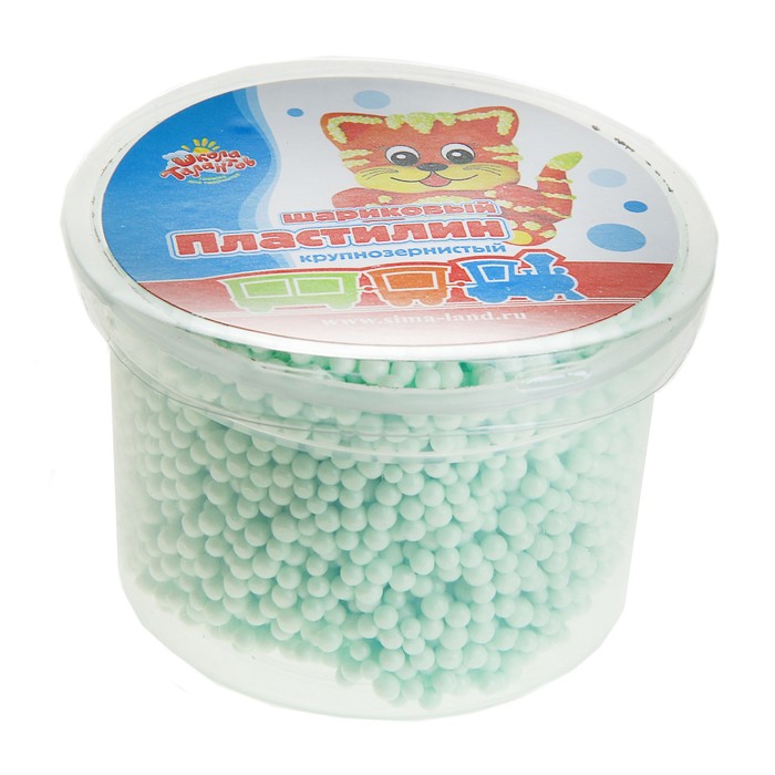 шариковый пластилин крупнозернистый, в банке 4 гр, зеленый цвет, не застывает - Фото 1