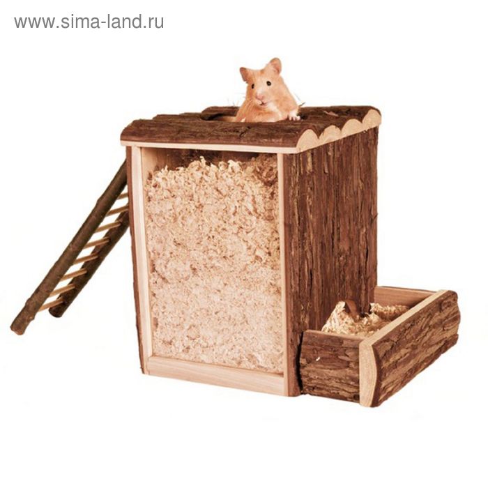 Домик деревянный для грызунов, "Амбар с лесенкой", 20*20*16 см - Фото 1