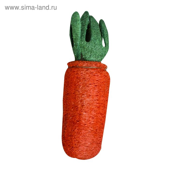 Игрушка для грызуна "Морковь", 5,7х5,7х12 см, мочало из люфы - Фото 1