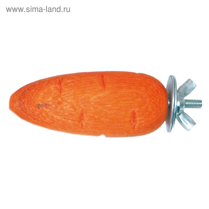 Игрушка для грызуна с креплением "Морковь", дерево, 7см, диам. 3см - Фото 1