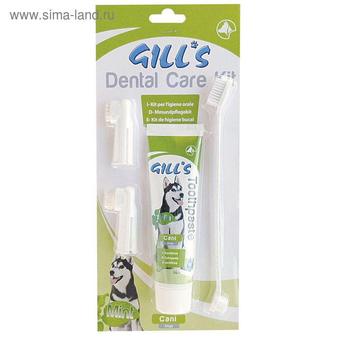 Набор GILL'S по уходу за зубами собак: зубные щетки+паста - Фото 1