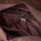 Сумка мужская на молнии, 1 отдел, 2 наружных кармана, длинный ремень, цвет коричневый - Фото 3