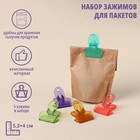 Набор зажимов для пакетов Доляна, 5,2×4 см, 5 шт, цвет МИКС - фото 320827567