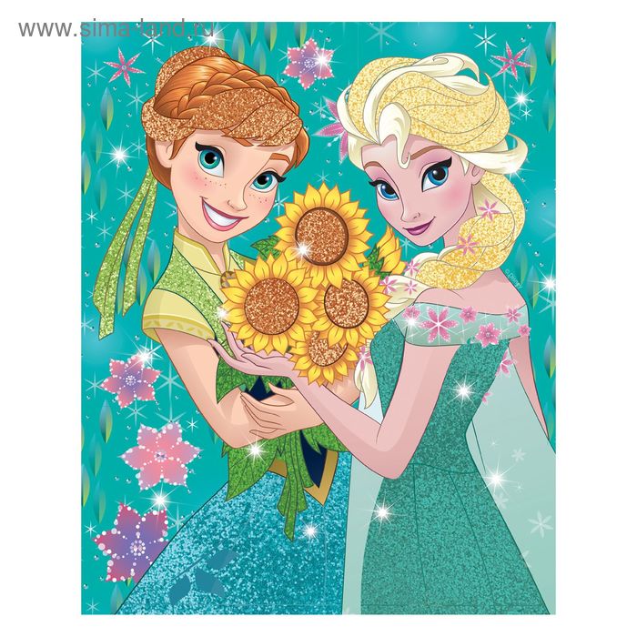 Фреска песком "Анна и Эльза", Холодное сердце + блёстки - Фото 1