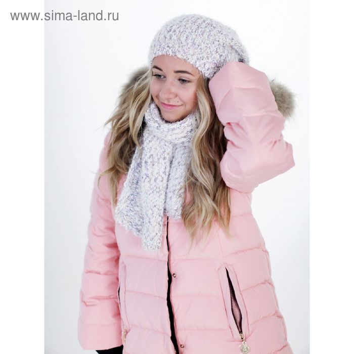 Комплект для девочки (шапка+шарф), рост 134 см, цвет сиреневый 86014б - Фото 1