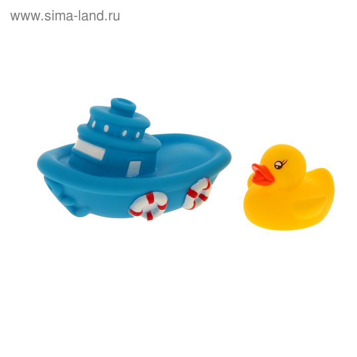 Набор игрушек для ванны «Лодка с утёнком», 2 шт. - Фото 1