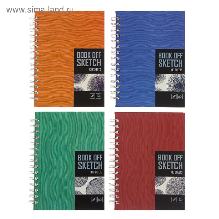 Скетчбук А5 80г/м2 100л на гребне Book off Sketch, мат.лам, выб. лак,7БЦ100_лам 1925 - Фото 1