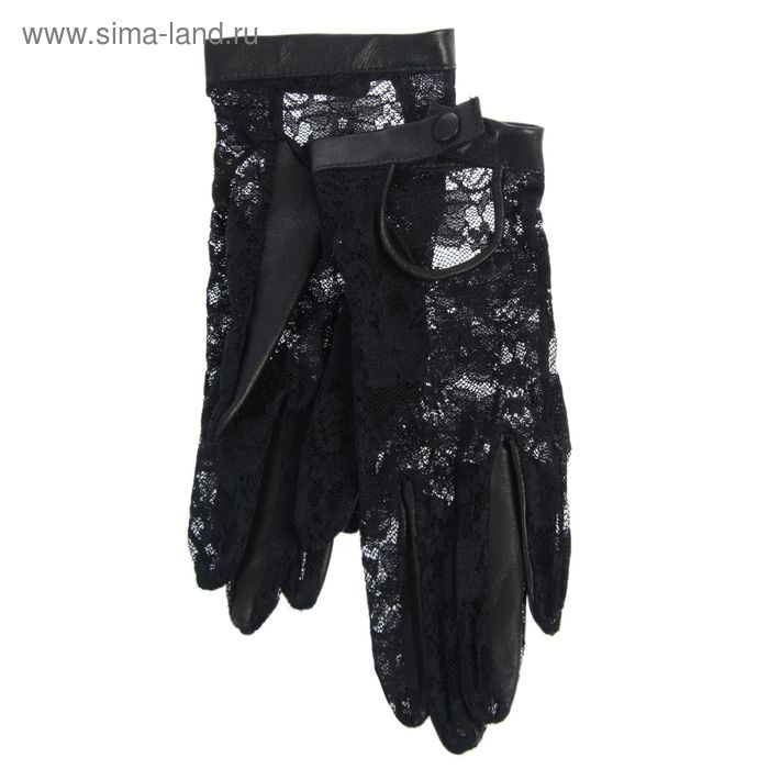 Перчатки женские, модель №1103Р, материал - комбинированные, без подклада, р-р 19, чёрные - Фото 1
