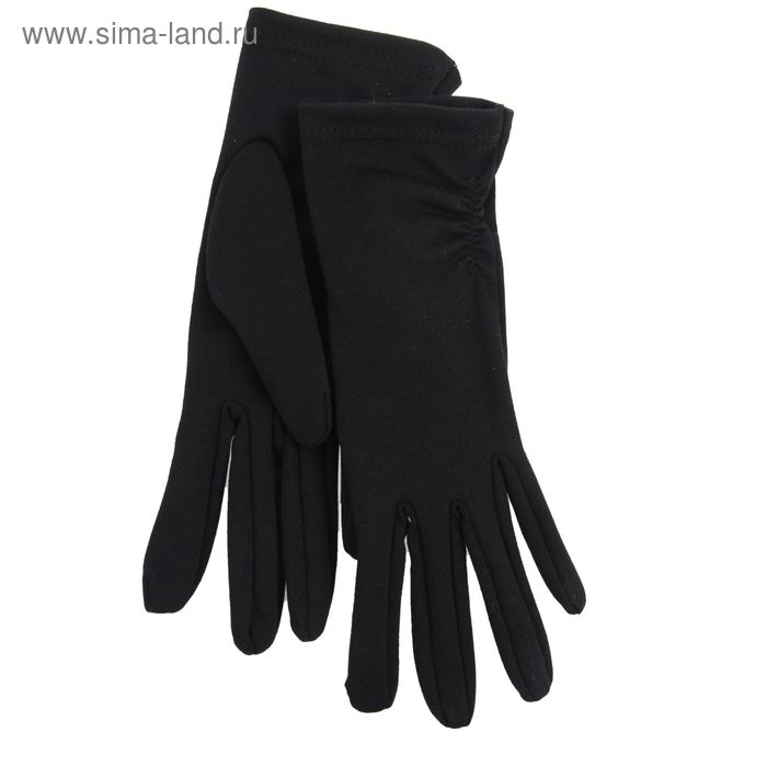 Перчатки женские, модель №1195, материал - трикотаж, без подклада, р-р 17, чёрные - Фото 1