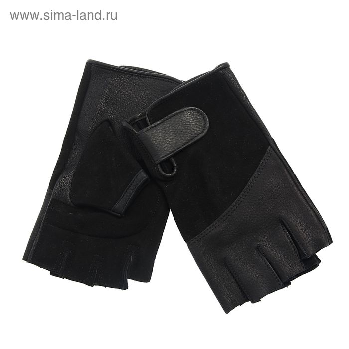 Перчатки женские, модель №670-0, материал - кожа оленя, комбинированные, без подклада, р-р 20, чёрные - Фото 1
