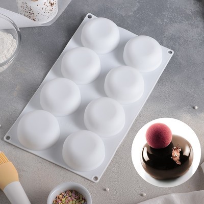 Форма для муссовых десертов и выпечки Доляна «Пуэнти», 30×18 см, 8 ячеек (6,6×3 см), цвет белый