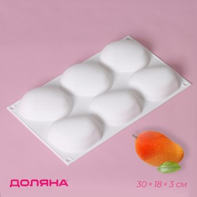 Форма для муссовых десертов и выпечки Доляна «Стоун», силикон, 30×18×3 см, 6 ячеек (9,5×7 см), цвет белый