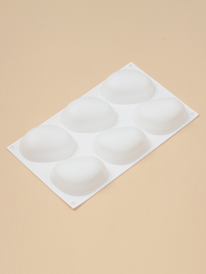 Форма для муссовых десертов и выпечки «Стоун», силикон, 30×18×3 см, 6 ячеек (8.5×6.5 см), белая