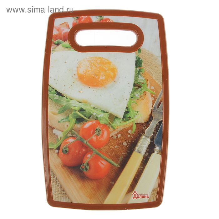 Доска разделочная пластиковая прямоугольная Доляна «Завтрак», 25×16 см - Фото 1