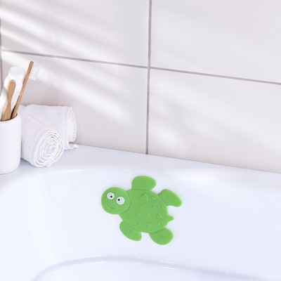 Мини-коврик для ванны Доляна «Черепашка», 11×13,5 см, цвет зелёный