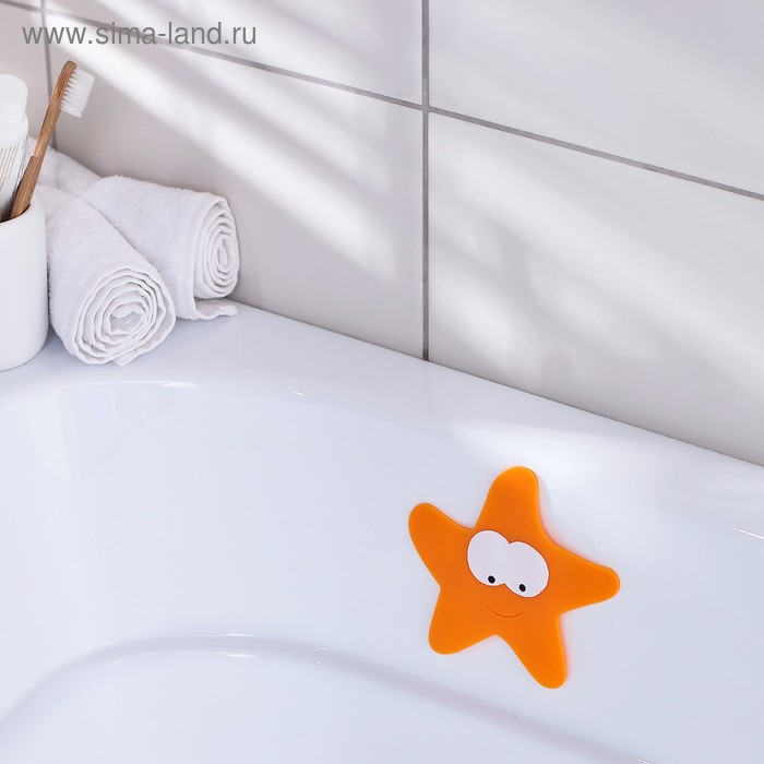 Мини-коврик для ванны Доляна «Морская звезда», 12×13 см, цвет оранжевый - Фото 1