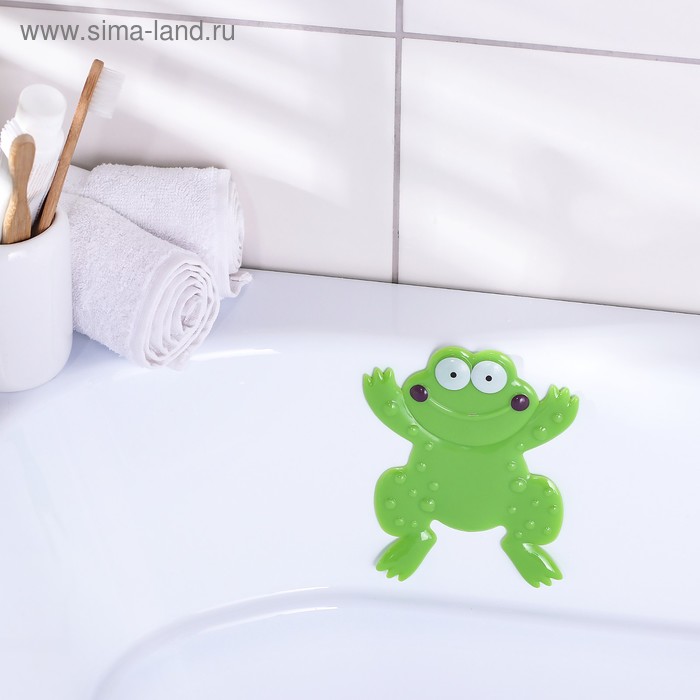 Мини-коврик для ванны Доляна «Лягушонок», 11,5×14 см, цвет зелёный - Фото 1