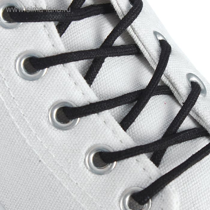 Шнурки для обуви круглые, d=3мм, 60см, цвет чёрный - Фото 1