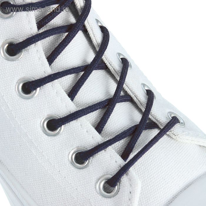 Шнурки для обуви круглые, d=3мм, 60см, цвет тёмно-синий - Фото 1