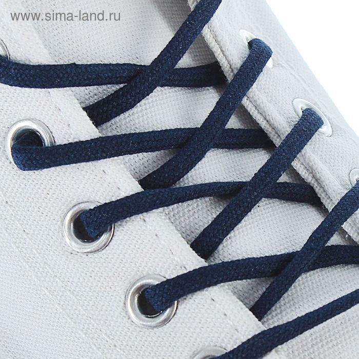 Шнурки для обуви круглые, d=3мм, 75см, цвет тёмно-синий - Фото 1