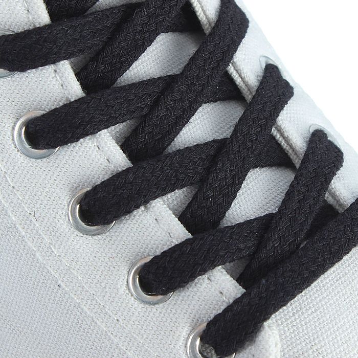 Шнурки для обуви плоские, с пропиткой, d=7мм, 90см, цвет чёрный