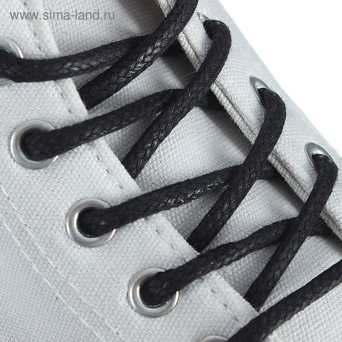 Шнурки для обуви круглые, d=5мм, 100см, цвет чёрный - Фото 1