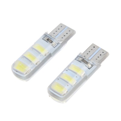 Автолампа светодиодная TORSO, T10 W5W, 12 В, 3 Вт, 6 SMD-5630, свет белый, набор 2 шт.