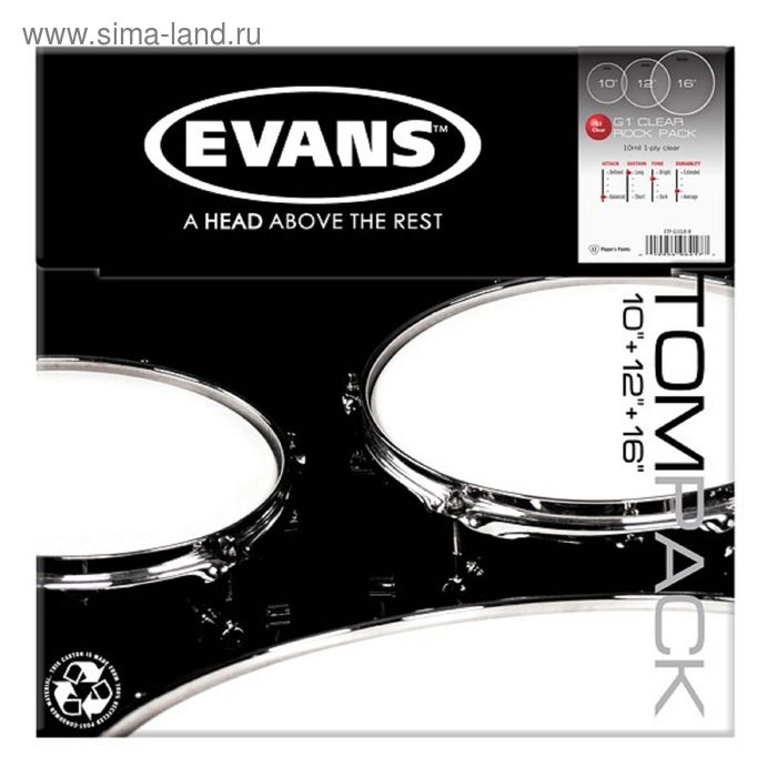 Пластик для том барабана Evans ETP-G1CLR-R G1 Clear Rock  (10", 12", 16") - Фото 1