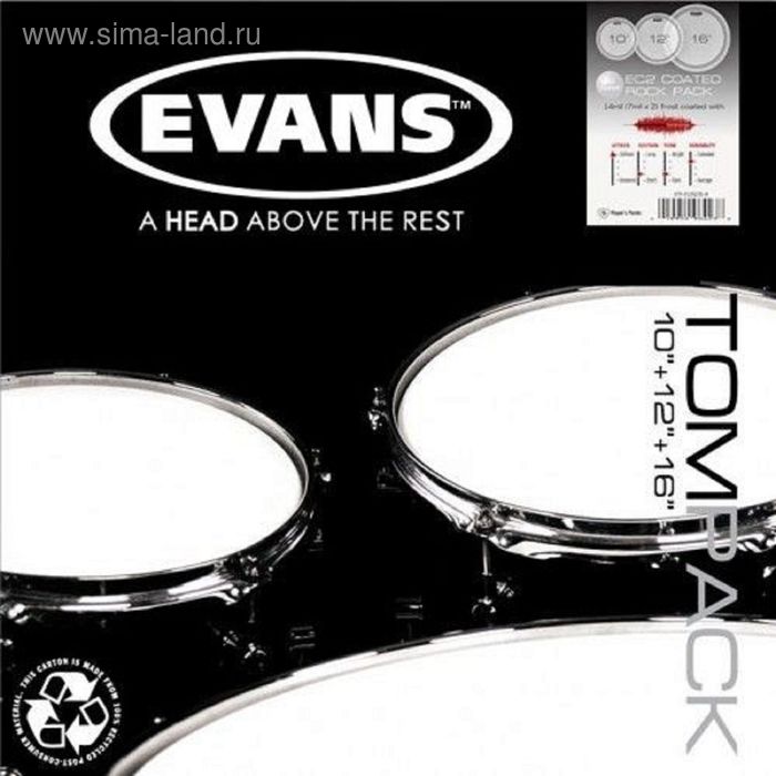 Набор пластика для том барабана Evans ETP-EC2SCTD-R EC2 Rock 10"/12"/16" - Фото 1