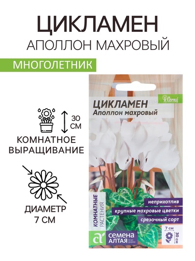 Семена комнатных цветов Цикламен "Аполлон", ц/п, 3 шт.
