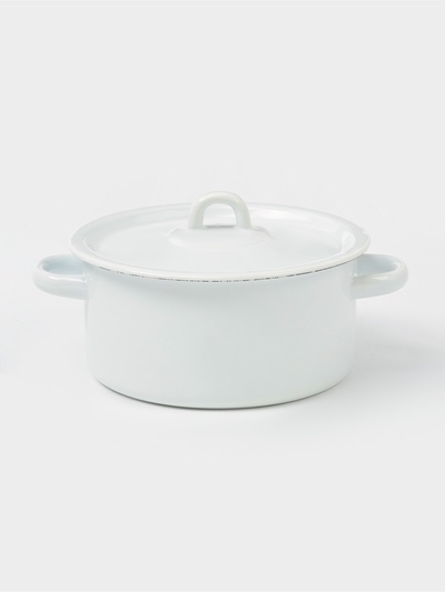 Кастрюля эмалированная, 2 л, d=19.5 см, с крышкой, без декора, белая
