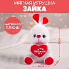 Мягкая игрушка «Обожаю», зайчик, с сердечком, 17 см - Фото 1