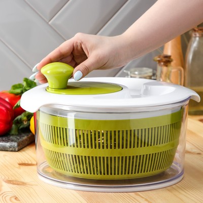 Овощерезка универсальная Доляна Fresh cook, 7 насадок, центрифуга для зелени, белая, зелёная